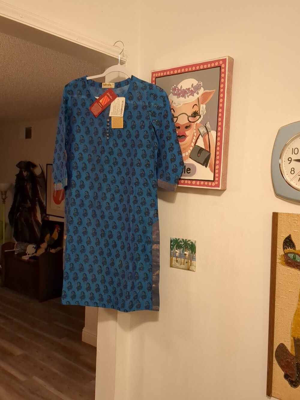 NWT Fabindia tunic, kurta dress PAISLEY Blue Sz small - Picture 7 of 7